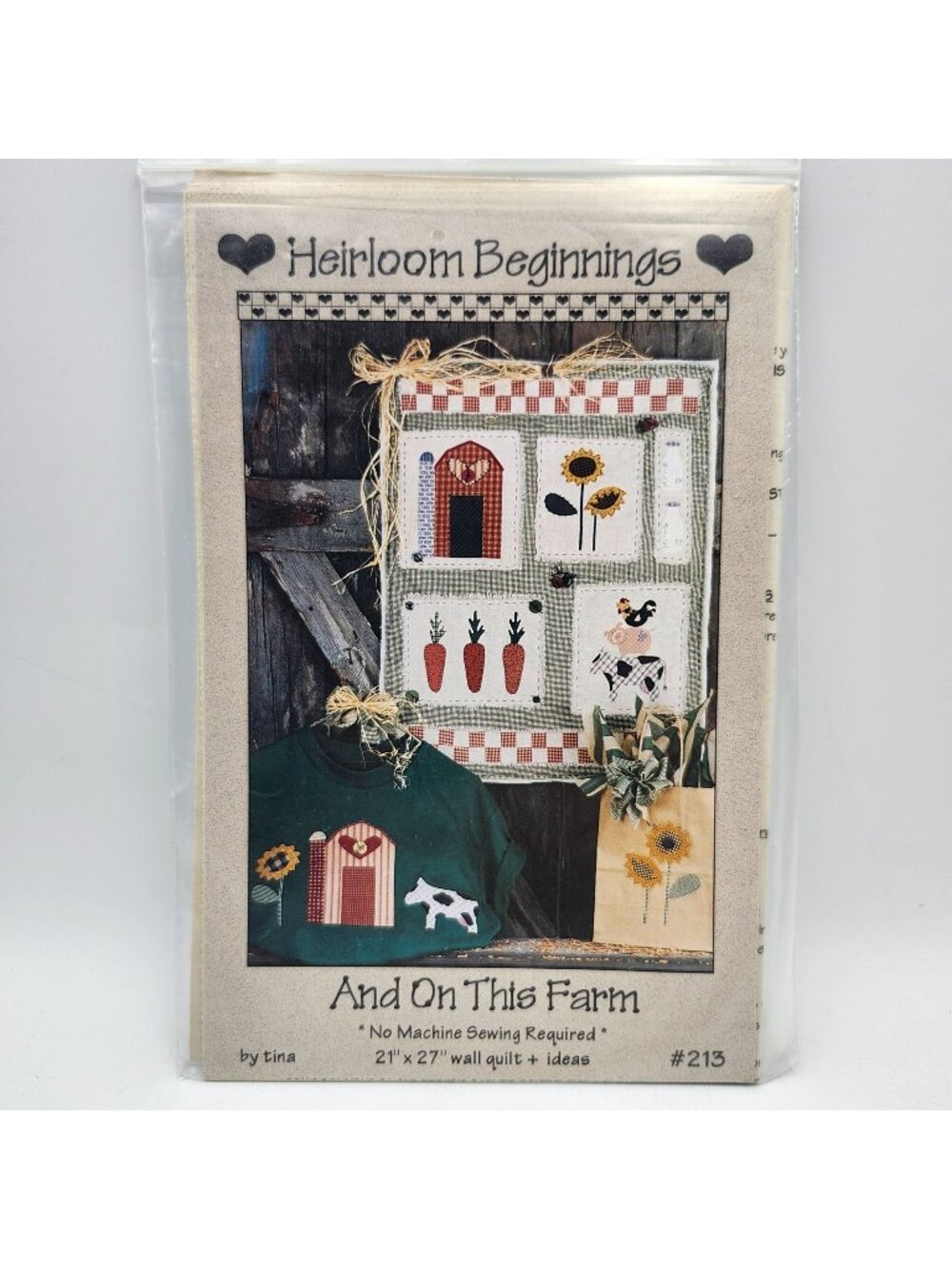 Heirloom Beginnings And On This Farm Quilt T-Shirt Pattern 1996 No213